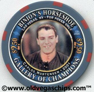 Las Vegas Binion's Horseshoe WSOP Winner Carlos Mortensen $2.50 Casino Chip