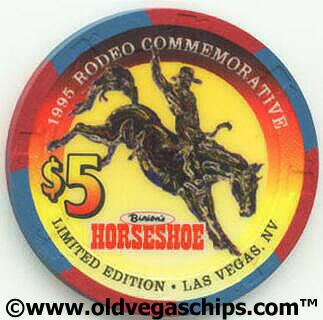 Binion's Horseshoe 1995 National Finals Rodeo $5 Casino Chip