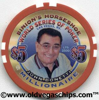 Binion's Horseshoe WSOP Millionaire John Bonetti $5 Casino Chip