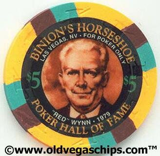Binion's Horseshoe Poker Hall of Fame Red Wynn $5 Casino Chip