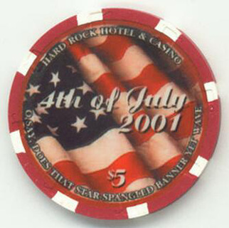 Las Vegas Hard Rock Hotel 4th of July 2001 $5 Casino Chip