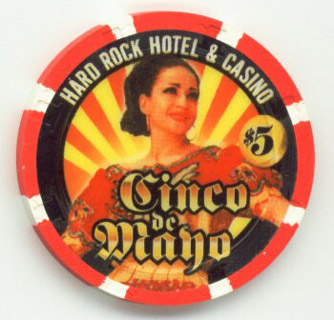 Las Vegas Hard Rock Hotel Cinco De Mayo 2005 $5 Casino Chip
