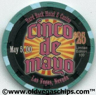 Las Vegas Hard Rock Hotel Cinco De Mayo 2000 $25 Casino Chip 