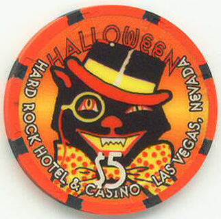 Hard Rock Hotel Halloween Big Black Cat 2003 $5 Casino Chip