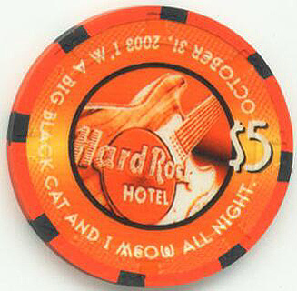 Las Vegas Hard Rock Hotel Halloween Big Black Cat 2003 $5 Casino Chip