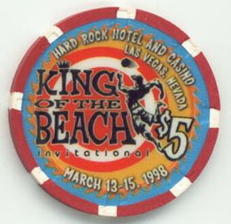 Hard Rock Hotel King of the Beach 1998 $5 Casino Chip