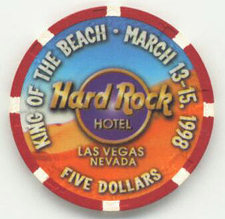 Las Vegas Hard Rock Hotel King of the Beach 1998 $5 Casino Chip