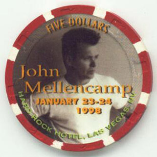 Hard Rock Hotel John Mellencamp 1998 $5 Casino Chip