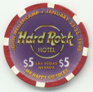 Las Vegas Hard Rock Hotel John Mellencamp 1998 $5 Casino Chip