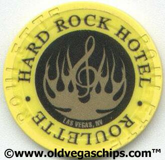 Las Vegas Hard Rock Hotel Bronze Flame Yellow Roulette Chip