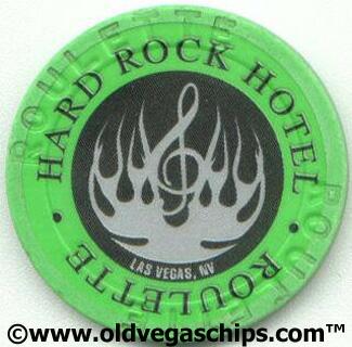 Las Vegas Hard Rock Hotel Silver Flame Green Roulette Chip