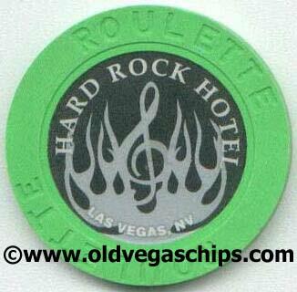 Las Vegas Hard Rock Hotel Silver Flame Green Roulette Chip