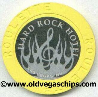 Las Vegas Hard Rock Hotel Silver Flame Yellow Roulette Chip
