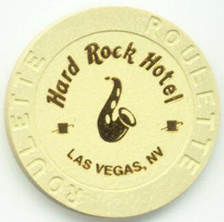 Las Vegas Hard Rock Hotel Saxophone Tan Roulette Casino Chip
