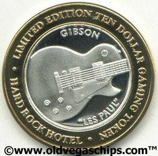 Hard Rock Hotel Gibson Les Paul $10 Silver Strike Token