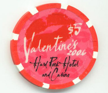 Hard Rock Hotel Valentine's Day 2006 $5 Casino Chip