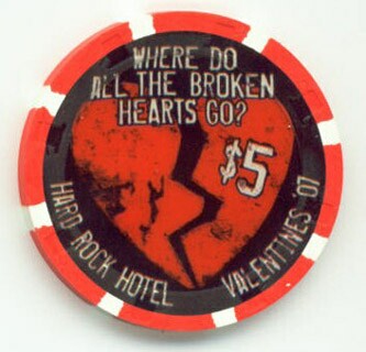 Hard Rock Hotel Valentine's Day 2007 $5 Casino Chip