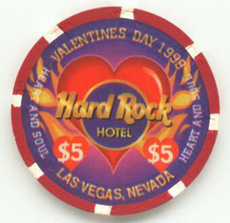 Las Vegas Hard Rock Hotel Valentine's Day 1998 $5 Casino Chip