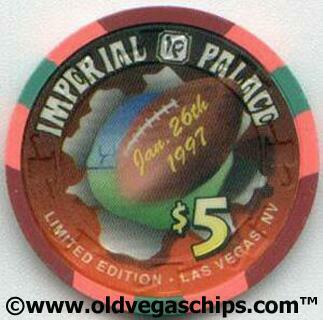 Imperial Palace Superbowl 1997 $5 Casino Chip