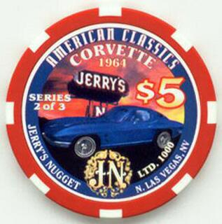 Las Vegas Jerry's Nugget 1964 Corvette $5 Casino Chip