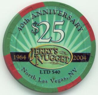 Jerry's Nugget 40th Anniversary $25 Casino Chip 