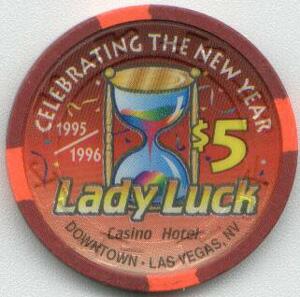 Lady Luck New Year 1996 $5 Casino Chip