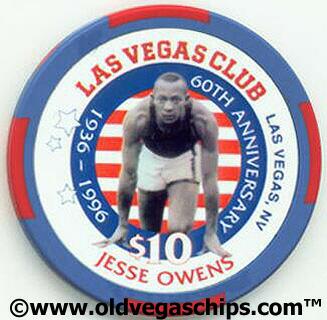 Las Vegas Club Jesse Owens $10 Casino Chip