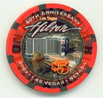 Las Vegas Hilton 40th Anniversary $5 Casino Chip
