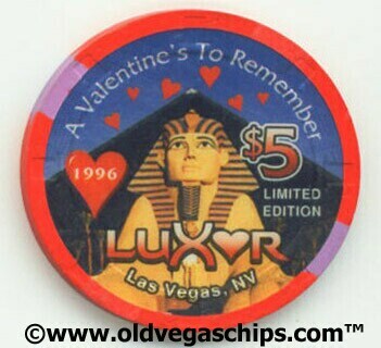 Luxor Hotel Valentine's Day 1996 $5 Casino Chip