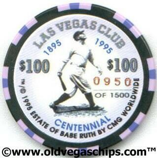 Las Vegas Club Babe Ruth $100 Casino Chip