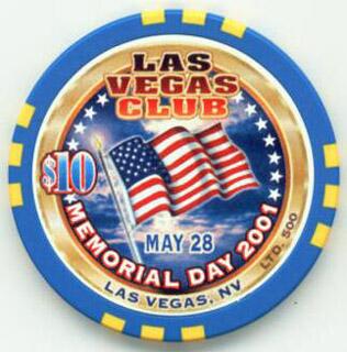 Las Vegas Club Memorial Day 2001 $10 Casino Chip