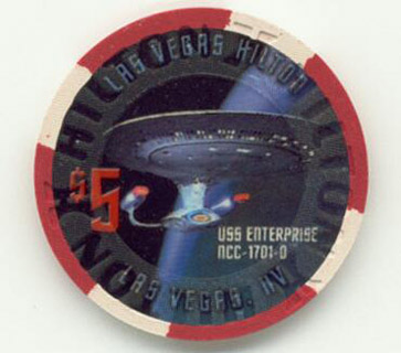 Las Vegas Hilton Star Trek Uss Enterprise NCC-1701-0 $5 Casino Chip