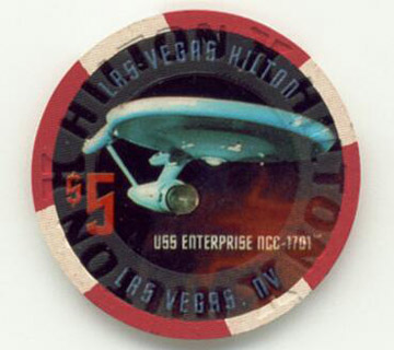 Las Vegas Hilton Star Trek USS Enterprise NCC-1701 $5 Casino Chip