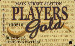 Main Street Station Players Gold Slot Club Card