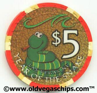 Las Vegas Mandalay Bay Chinese New Year Snake 2001 $5 Casino Chip 