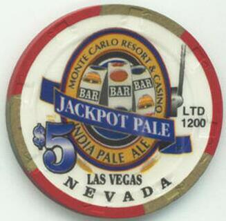 Monte Carlo Jackpot Pale $5 Casino Chip