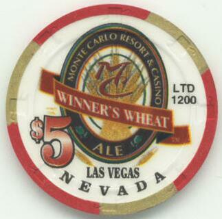 Las Vegas Monte Carlo Winner's Wheat $5 Casino Chip