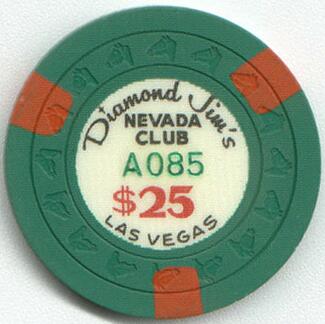 Las Vegas Diamond Jim's Nevada Club $25 Casino Poker Chips