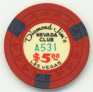 Las Vegas Diamond Jim's Nevada Club $5 Casino Poker Chips