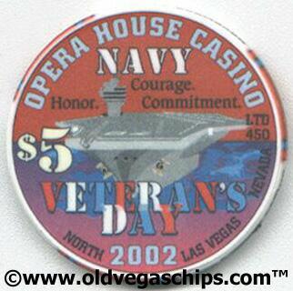Opera House Navy 2002 $5 Chip 