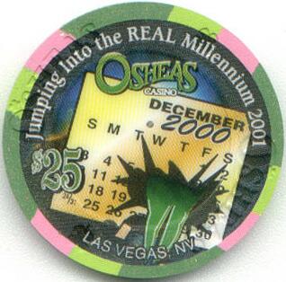O'Shea's Casino Real Millennium 2001 $25 Casino Chip 