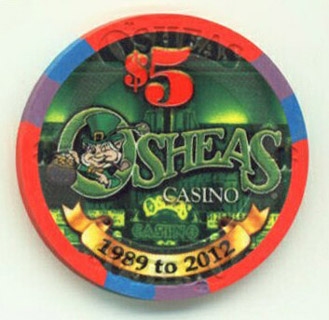 O'Shea's Celebrating 23 Years 1989-2012 $5 Casino Chip