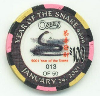 O'Shea's Casino Chinese New Year Snake 2001 $100 Casino Chip
