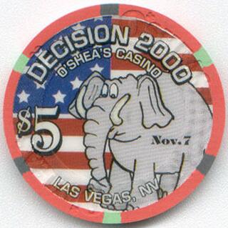 O'Shea's Casino Election 2000 $5 Casino Chip