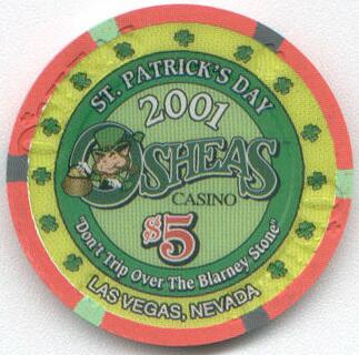 O'Shea's Casino St. Patrick's Day 2001 $5 Casino Chip