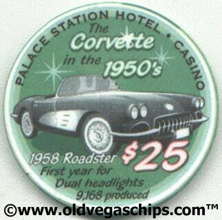 Palace Station 1958 Corvette Roadster $25 Casino Chip