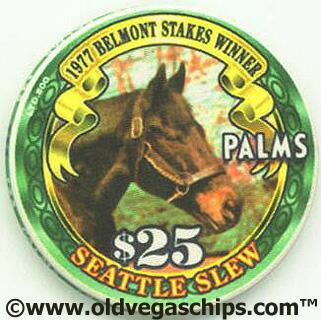 Palms 1973 Belmont Seattle Slew $25 Casino Chip 