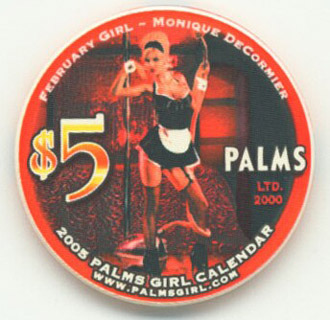 Palms Hotel Miss February Monique Decormier $5 Casino Chip