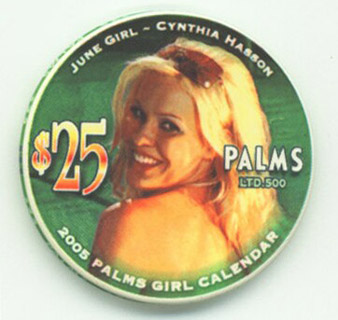 Palms Hotel Calendar Girl June 2005 $25 Casino Chip
