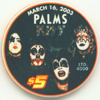 Palms Hotel Kiss Album Cover Kiss $5 Casino Chip